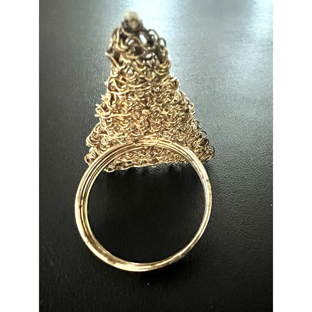 Kemp & Beatley Gold Woven Christmas Tree Napkin Rings w/ Faux Pearls Lot Of 6